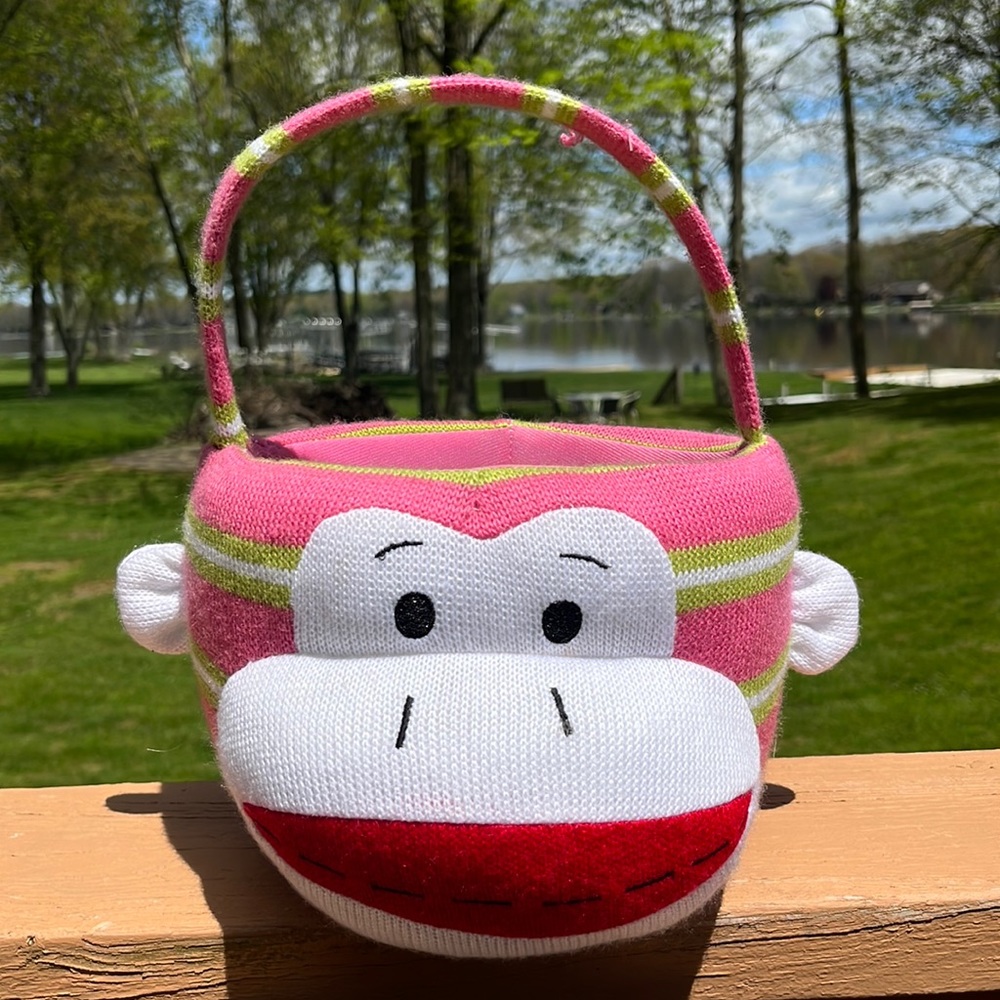 Dan Dee Sock Monkey 9” knit basket